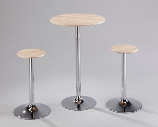 3 Piece Round Oak Embossment Bar Table Set - STH061M & SCH044 | 